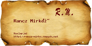 Rancz Mirkó névjegykártya